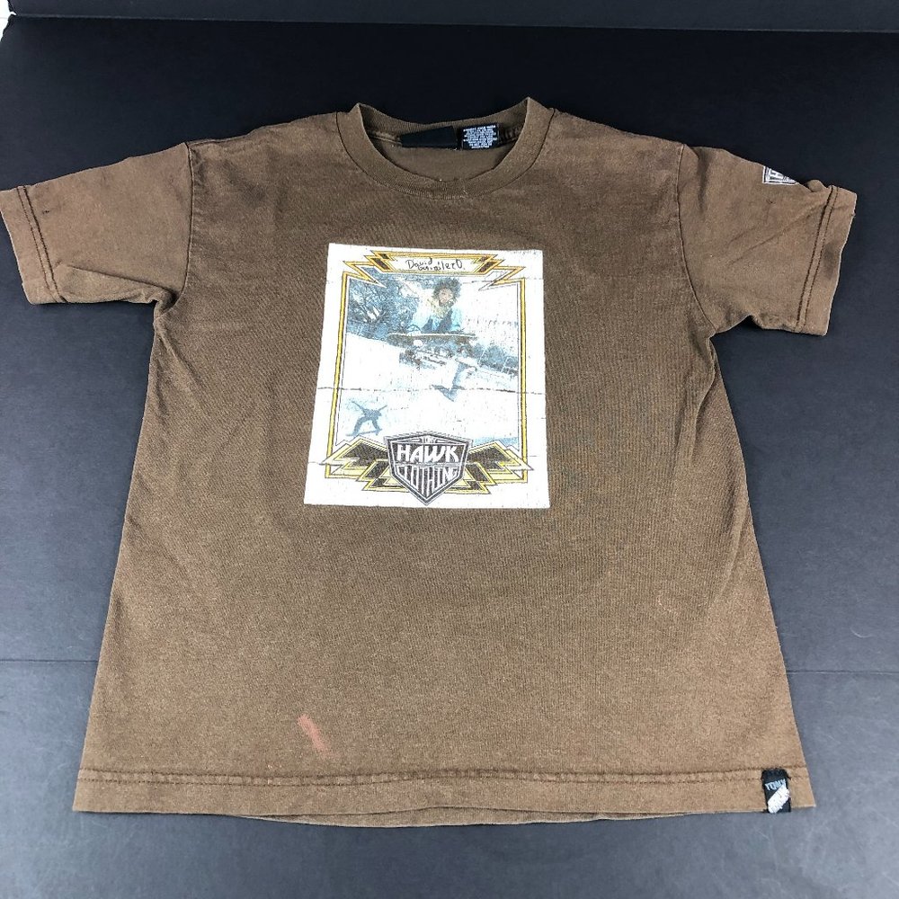 Tony Hawk Shirt Boy's Medium Brown Thrashed David Gonzalez Photo Graphic Tee